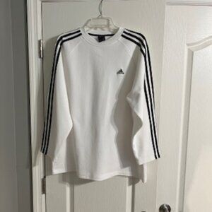 Adidas Men's Long Sleeve Shirt White With Black Stripes On Arms Large